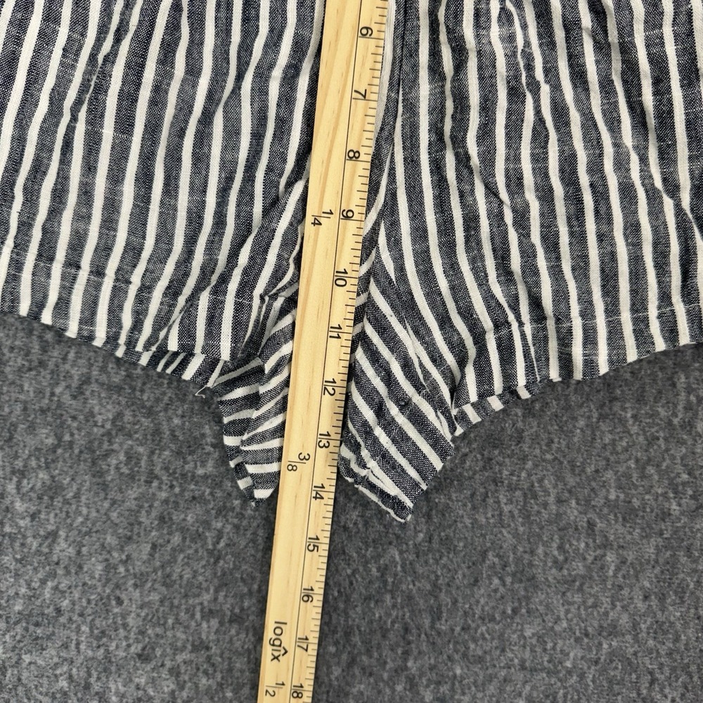Caara Striped Shorts Blue White Linen Blend Pull On Women L Casual - Picture 6 of 7